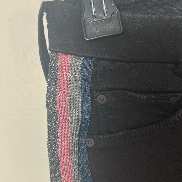 Mother black The Looker high waisted ankle fray jeans in Guilty Glitter Racer - Picture 8 of 16